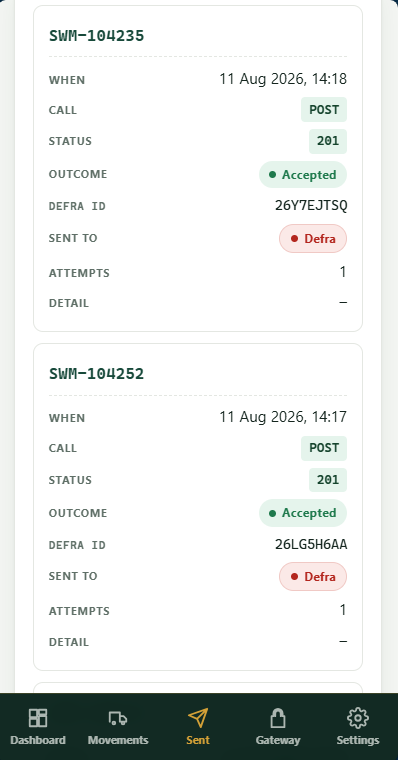 Merlinium Connect submissions on mobile